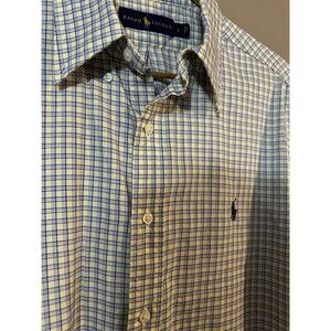 NWOT Polo Ralph Lauren Mens Long Sleeve Button Up Blue & Yellow Spring Cotton L